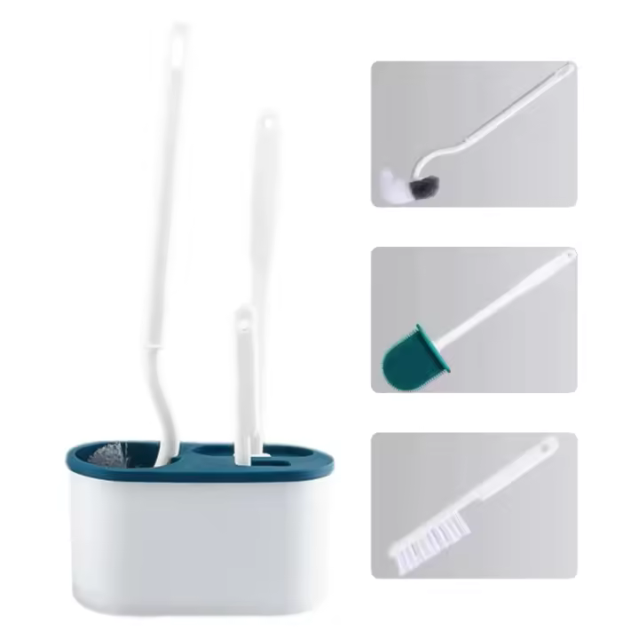 Juego de Cepillo de Inodoro de Pared 3 en 1 Limpieza Suave sin Perforación - 1