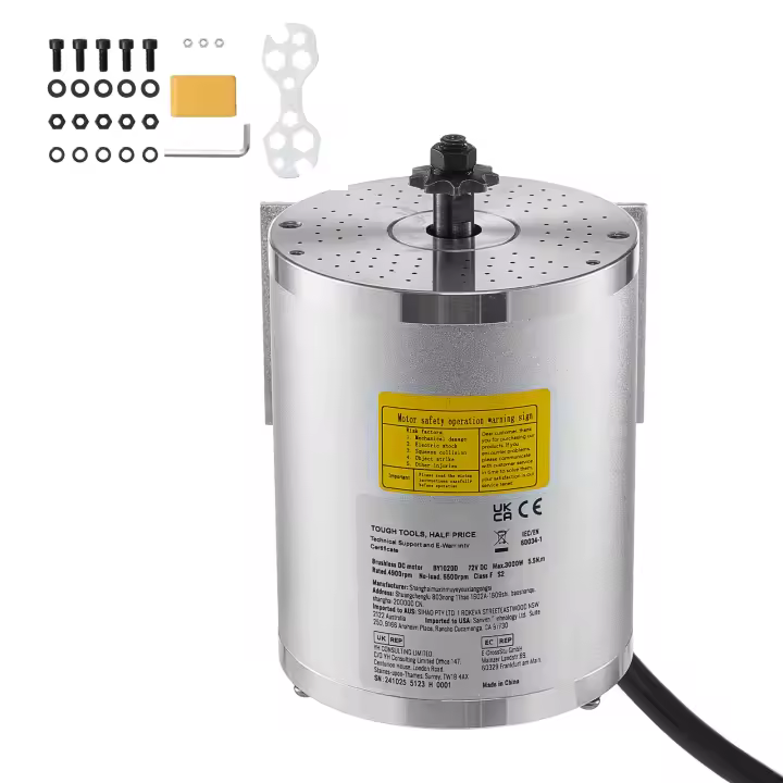 SucceBuy Motor eléctrico sin escobillas de 3000W, 72V 4900rpm para Go Kart, Dirt Bike, E-Bike, motocicleta, Scooter DIY - 1