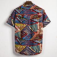 Camisa de lino de manga corta para hombre, camisa de flores de estilo étnico indio, novedad de verano, 2019 - details 9