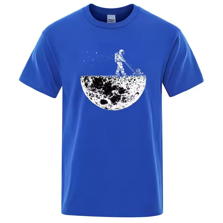 Camiseta de Astronauta Creativa con Diseño de Deshierbe en la Luna Camiseta Transpirable de Moda para Hombres Ropa Creativa de Gran Tamaño - 1