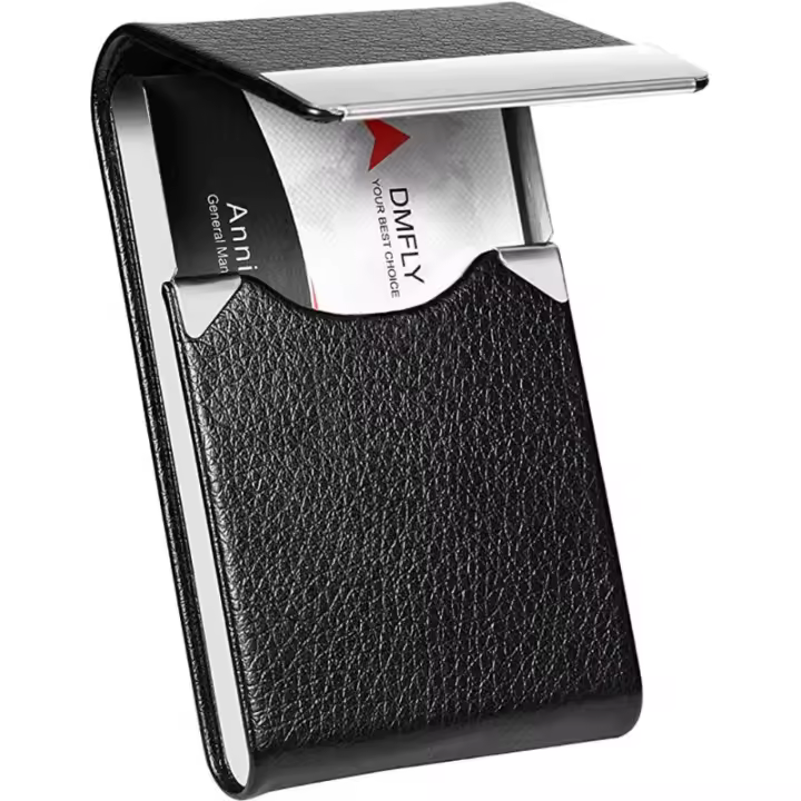Tarjeta de Visita de Cuero PU con Bloqueo RFID Tarjeta de Bolsillo para Hombres y Mujeres con Cierre Magnético - 1