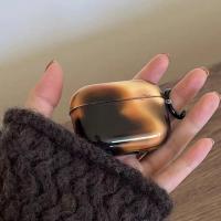 Funda para AirPods 4 semitransparente con estampado ondulado de mármol de color marrón oscuro retro ins, adecuada para Apple AirPods 2. - details 2