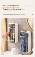 Organizador de cosméticos premium con soporte de pared giratorio de gran capacidad y tapa - details 4
