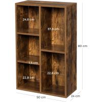 Estantería con 5 Compartimentos, Mueble de Almacenamiento para Libros, partición separadora, 24 x 50 x 80 cm, - details 4