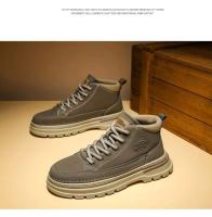 Zapatos de cuero para hombre, ropa de trabajo informal Retro británica, botines bajos de media caña, plantilla con cierre de botón, PU para invierno - details 15