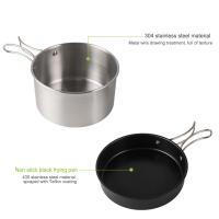 Cocinas de acero inoxidable para exteriores, de 4 piezas juego familiar, portátil, para Picnic, sopa, freír, vaporera, para el hogar - details 19