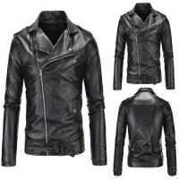 Abrigo de cuero de Pu para motocicleta, abrigo de cuero de Pu para motocicleta, versión coreana, ajustado, tendencia, hombres jóvenes y guapos, informal, con cuello levantado, Otoño e Invierno - details 8