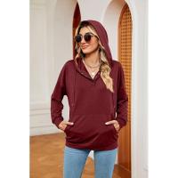 Sudadera con capucha informal para mujer, moda coreana para botones planos - details 11