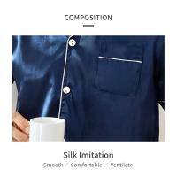 Conjunto De Pijama Para Hombres Verano Cómodo Casual Camisa Corta Con Shorts Dos Piezas Ropa De Dormir Estilo Básico Material Poliéster Y Elástico - details 3