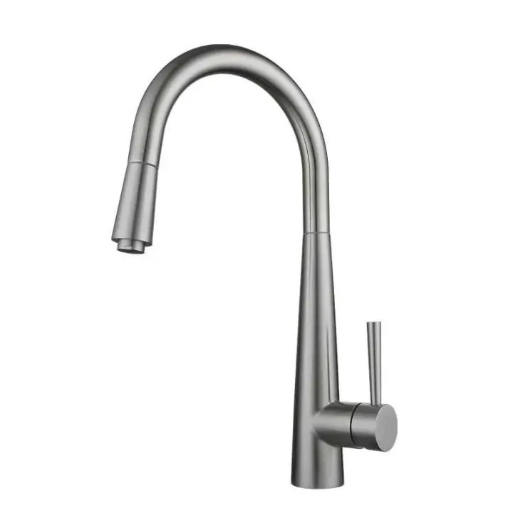 Grifo de fregadero de cocina extraíble de acero inoxidable 304, mezclador giratorio de un solo orificio, grifo de agua giratorio retráctil - 1
