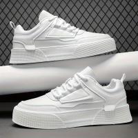 Zapatos de skate sólidos para hombre, cómodas zapatillas de deporte informales antideslizantes con cordones para actividades al aire libre para hombres - details 1