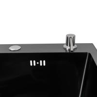 Fregadero de cocina empotrable de acero inoxidable, 50 x 45 cm, con escurridor con dispensador de jabón, color negro mate - details 6