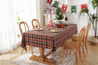 Mantel de Mesa de Cuadros de Navidad Tejido de Poliéster y Algodón en Rojo y Verde para Hogar y Fiestas - details 1