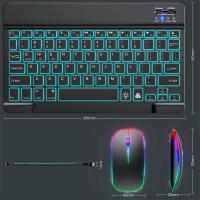 Teclado retroiluminado arcoíris compatible con Bluetooth, teclado de ratón inalámbrico para tableta, Android, iOS, Windows, teléfono iPad, nuevo - details 17