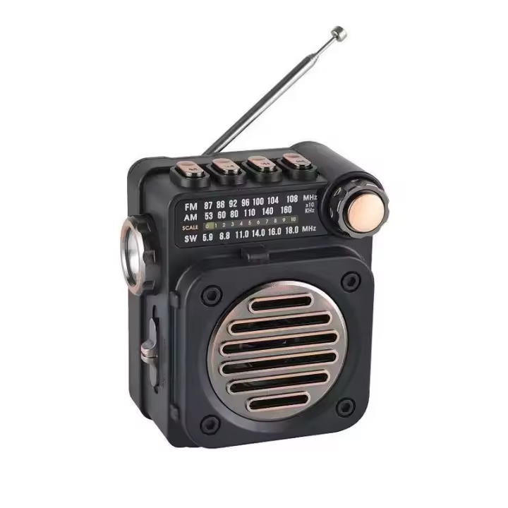 Radios estéreo FM AM SW, Mini receptor de Radio portátil de bolsillo, reproductor de música inalámbrico Bluetooth multifuncional con linterna LED - 1
