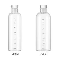 Botella de agua de vidrio transparente para viajes al aire libre, botella de agua de 500ML/750ML con marcador de tiempo - details 6