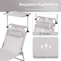 Tumbona, Tumbona de Relación con Respaldo Reclinable y Parasol, Tumbona Plegable OGS48-MI ES - details 5