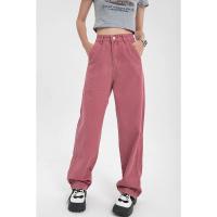 Pantalones vaqueros rosas Vintage para mujer, ropa de calle, rectos, de cintura alta, holgados, informales, pantalones de pierna ancha, pantalones vaqueros para mujer - details 0