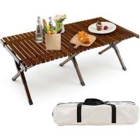 Mesa de picnic plegable, camping portátil con bolsa de transporte, mesa interior y exterior para patio, jardín, playa, fácil montaje - details 0