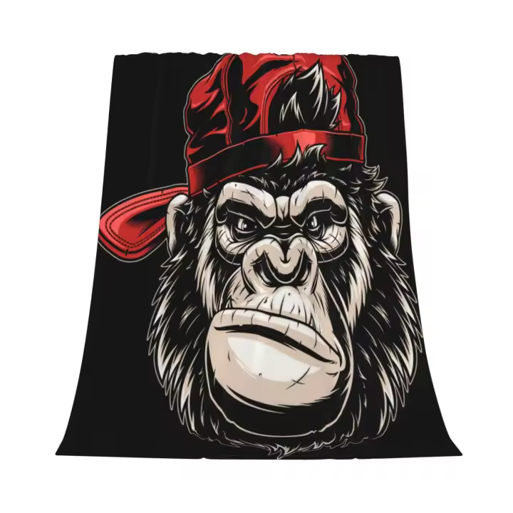 Gorra de béisbol de monos, manta de franela para decoración de dormitorio y ropa de cama - 1