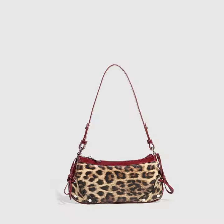 Bolso de Leopardo para Mujeres Bolso Tejido Cuadrado Pequeño para Llevar Bolso Cruzado y de Hombro - 1