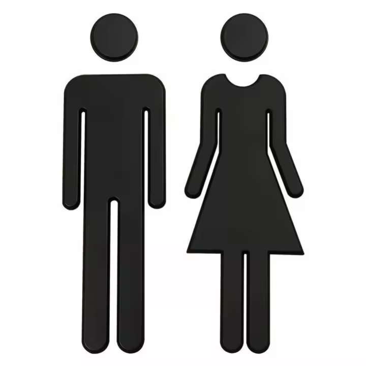 Señal de baño estereoscópica Discriminate, puerta de Wc, símbolo de mujer, símbolo de hombre, letrero para el hogar, símbolo de inodoro, pegatina de señalización para inodoro - 1