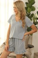 Pijama de verano de manga corta para mujer, conjunto de algodón, talla grande, ropa para dormir - details 3