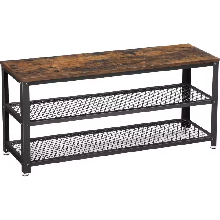 Organizador con 2 Estantes, 30 x 73 x 45 cm, para Pasillo, Sala de Estar, Acero, Estilo Industrial, MarrÓn RÚstico y Negro LBS73X - 1