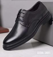 Nuevos zapatos de vestir con cordones y punta redonda informales de negocios para hombres de piel de vaca - details 0