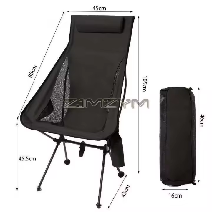 Silla con respaldo alto, ligera para acampar con reposacabezas, silla plegable portátil estable para acampar al aire libre, viaje de senderismo - 1