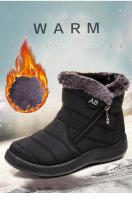 Botas de nieve cálidas de gran tamaño para mujer, además de zapatos de algodón impermeables de lana, botas cálidas impermeables de corte medio - details 0