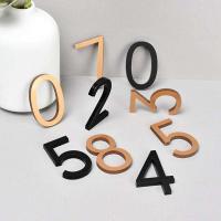 Placa de Puerta de Apartamento Moderno de Acrílico 3D Autoadhesivo, Negro Oro, Dígitos 0-9 - details 1