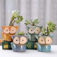 Fox cerámica jugosa mini hermosa flor en forma de pequeña ETA, bonsái, dibujos animados TER, decoración del hogar ETA - details 0