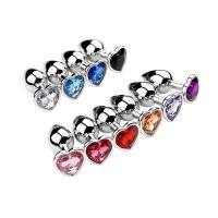 Corazón 3 tamaños de acero inoxidable cristal extraíble Butt Plug estimulador juguetes sexuales anales consolador masajeador de próstata - details 2
