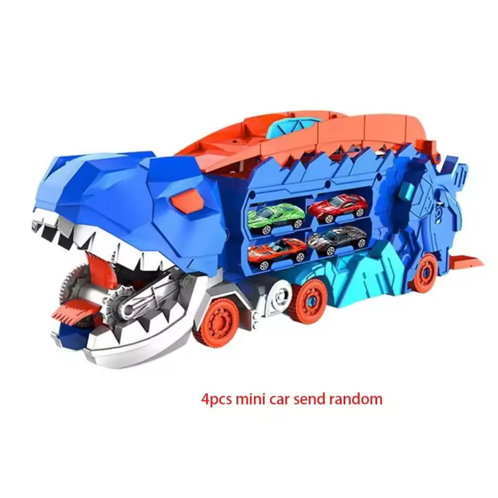 Juguete de coche de dinosaurio en miniatura de doble modo con mango, juguete de dinosaurio transformable plegable, pista de dinosaurio de carreras segura, regalo de Festival - 1