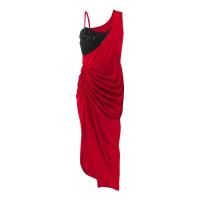Vestido de noche con cuentas para mujer, abertura plisada, un solo hombro, europeo y americano, a la moda - details 10