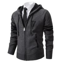 Chaqueta de suéter para hombre con forro de punto, cárdigan con capucha de otoño e invierno, chaqueta de suéter informal, ropa para hombre - details 26