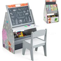 Juego de mesa para niños con silla, juego de mesa 3 en 1 con pizarra para pintar y espacio de almacenamiento, juego de escritorio infantil de madera (blanco) - details 7
