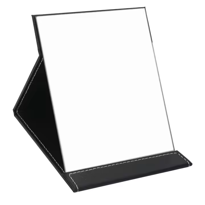 Espejo de viaje plegable, espejo ultrafino Rectangular ajustable portátil de PU, para viajes, Camping, hogar - 1