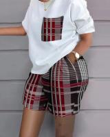 Conjunto de dos piezas estampado de manga corta para mujer, primavera verano - details 19