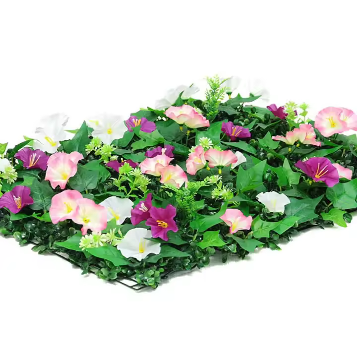 Panel de pared de plantas artificiales Morning Glory, 60x40cm, paneles de pared de plástico resistentes a los rayos UV, fondo realista DIY - 1