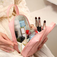 Bolsa de maquillaje portátil para mujer, bolsa de cosméticos de almacenamiento multicapa de mano, estuches de maquillaje - details 1
