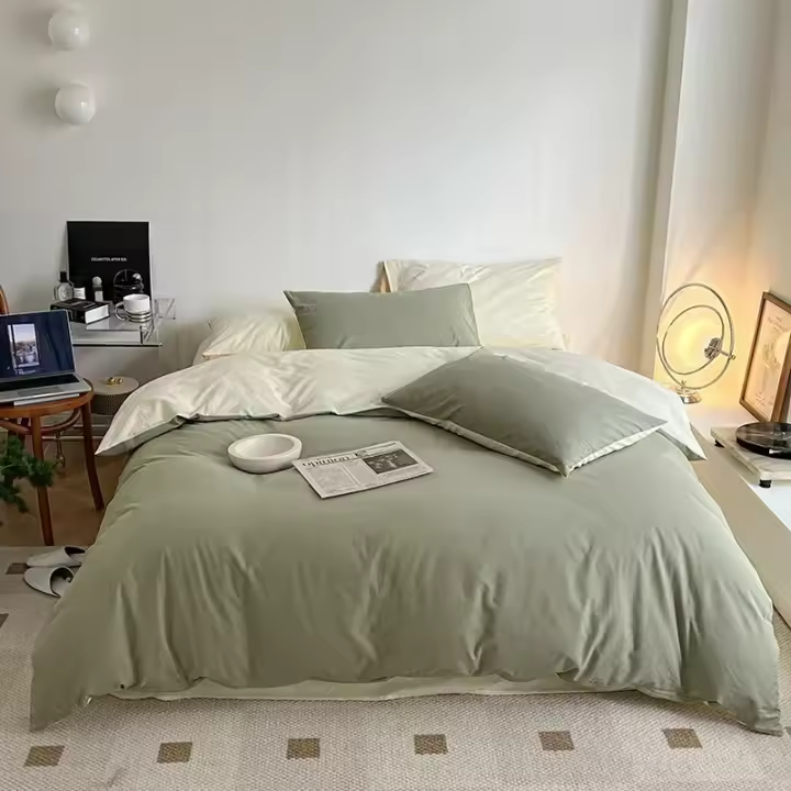 Juego de Cubierta de Edredón de Algodón 100% Doble Piel Amigable con la Piel Funda de Cama Personalizada Sin Sábanas - 1
