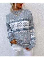 Suéter de cuello alto Medio para mujer, prendas de punto de copos de nieve de Navidad, jersey de cuello redondo, moda de invierno, 2024 - details 0