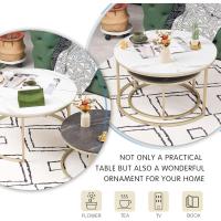 Juego de 2 mesas de café redondas de mármol blanco con estructura de metal dorado, mesa auxiliar redonda para salón, dormitorio, balcón - details 2