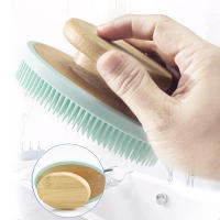 Nuevo cepillo de baño de silicona mango de bambú cepillo de baño cepillo de limpieza cerdas suaves no dañan la piel cepillo de baño de madera de bambú - details 12