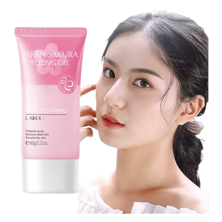 LAIKOU Exfoliante facial, gel exfoliante, blanqueamiento hidratante, Sakura Japón, elimina puntos negros, acné, desintoxica y - 1