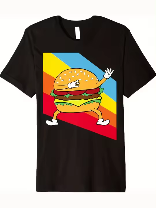 Hamburguesa Hamburguesa Con Queso Hamburguesa Comida Rápida Dabbing Dab Dancing Camiseta Premium Regalo Para Papá Cuello Redondo Suave Y Cómodo Manga Corta - 230g - 1