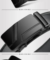 Cinturón de cuero PU negro con hebilla automática para hombre, alta calidad, 105, 150, 140, 130, 160, 170cm, talla grande - details 2