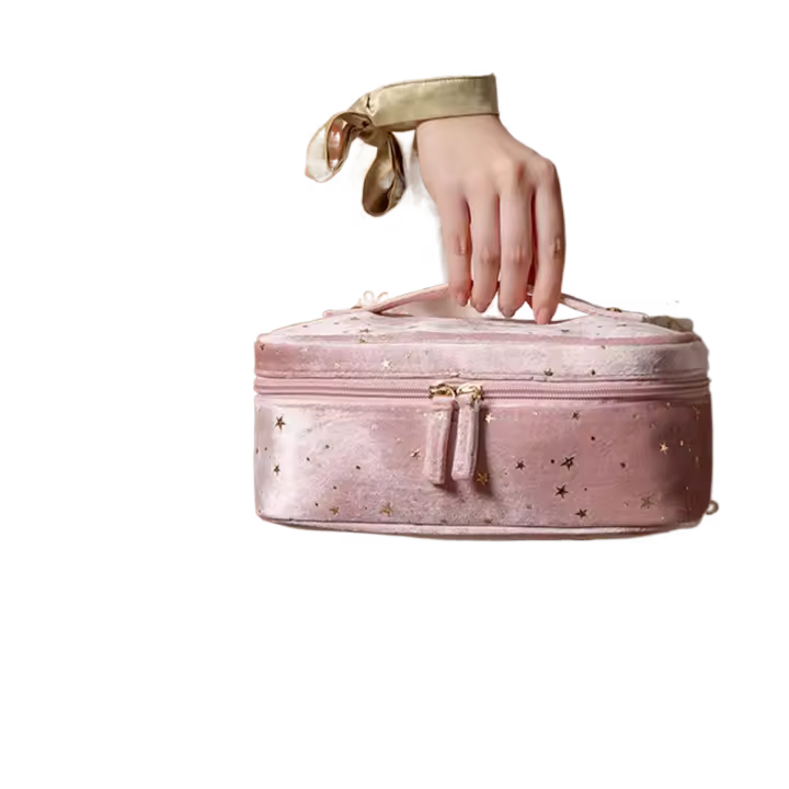 Soft Star-Bolsos de mano multifuncionales para lavado de bronce, bolsas de lápiz labial de gran capacidad, estuche de aseo, bolsa de cosméticos de terciopelo, bolsa de maquillaje - 1